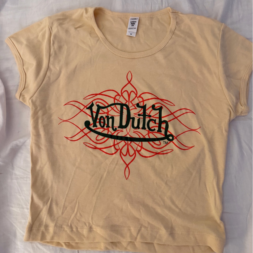 Butter Yellow Von Dutch Cropped Tee
